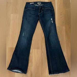 William Rast Vintage 2005 Flare Leg Extra Low Rise Distressed Jean Size 24